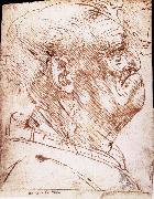 LEONARDO da Vinci, Grotesque profile of a man